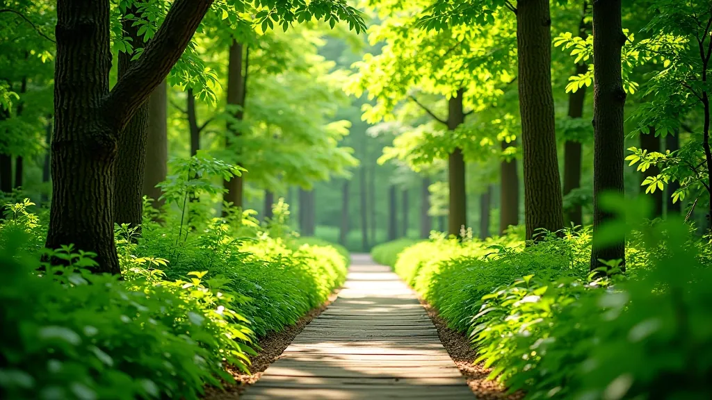 Forest trail winding through lush green Gauja Valley landscape with natural lighting